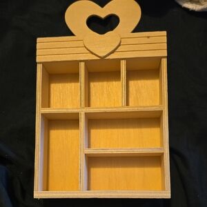 Wooden Heart Shelf Organizer - Yellow-Toned